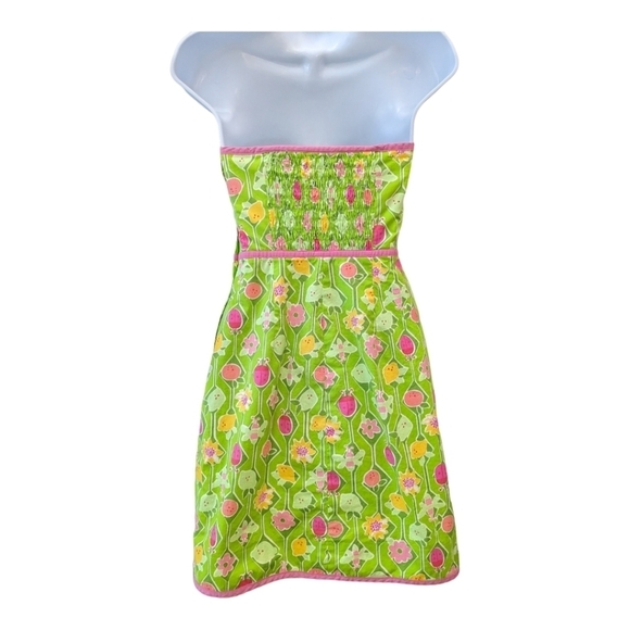 Lilly Pulitzer strapless wrap floral pink green dress size 0 - Picture 2 of 9